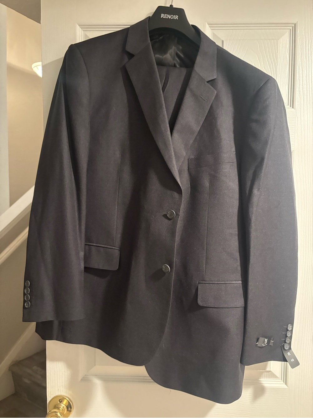 Renoir Men's Black Two-Button Suit and Slacks
